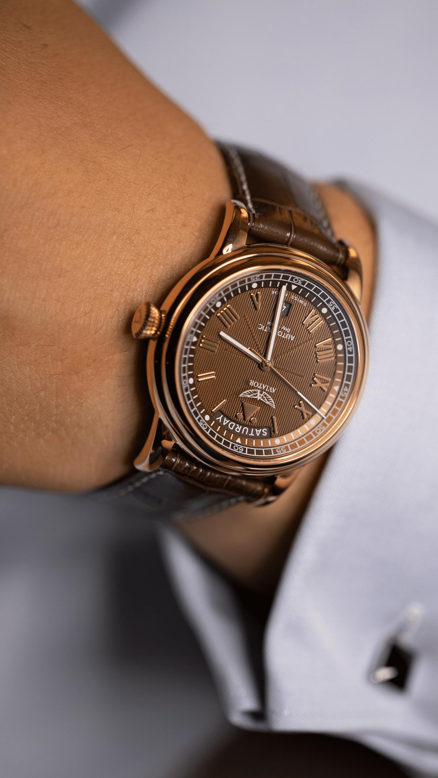 Hodinky AVIATOR SWISS Douglas day-date 41 V.3.35.2.280.4