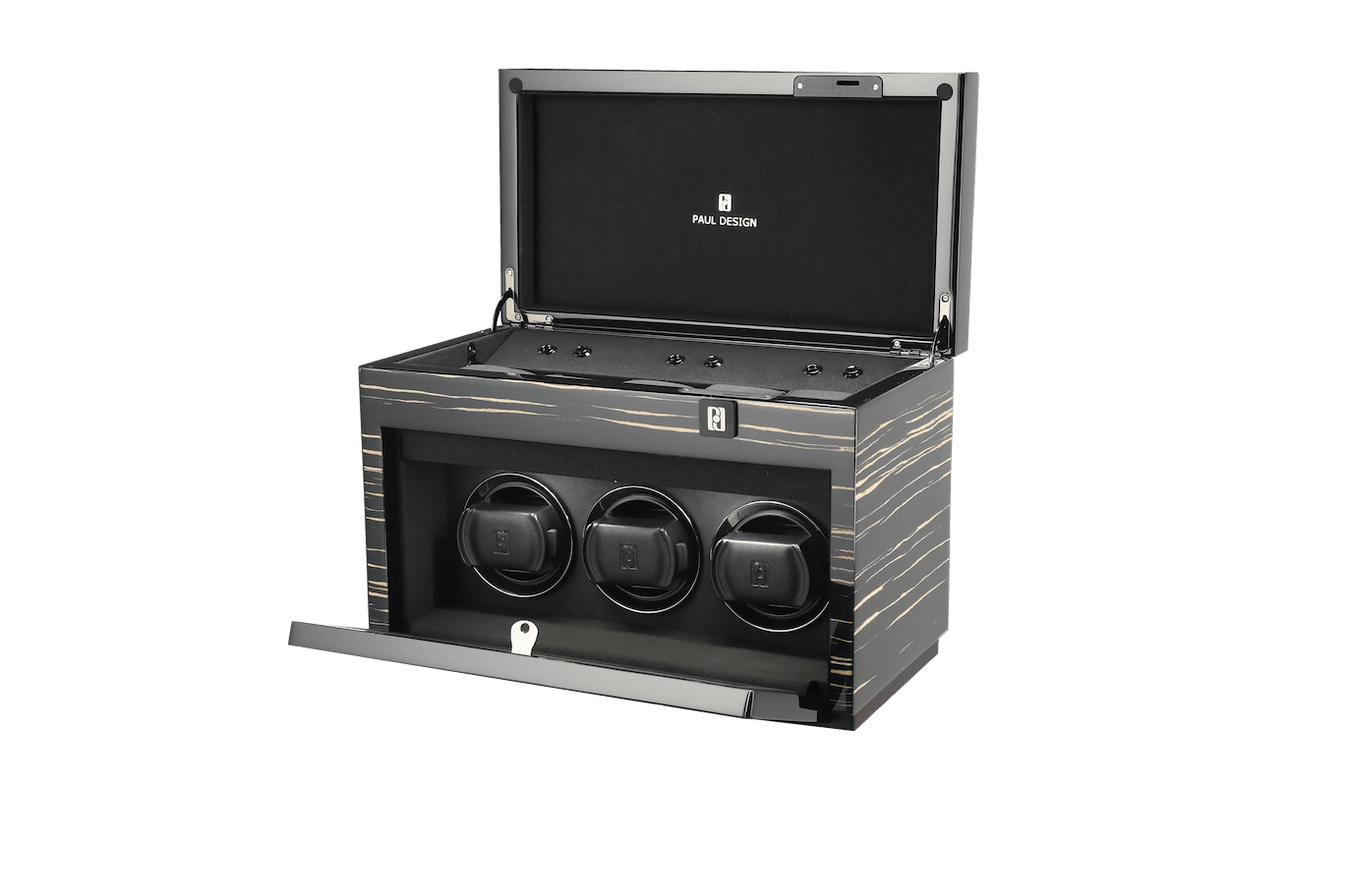 Paul design Gentlemen 3+5 - Naťahovač na 3 hodinky + odkladací priestor