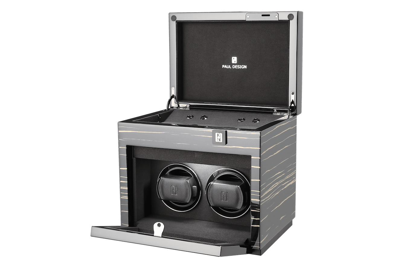 Paul design Gentlemen 2+3 - Naťahovač na 2 hodinky + odkladací priestor