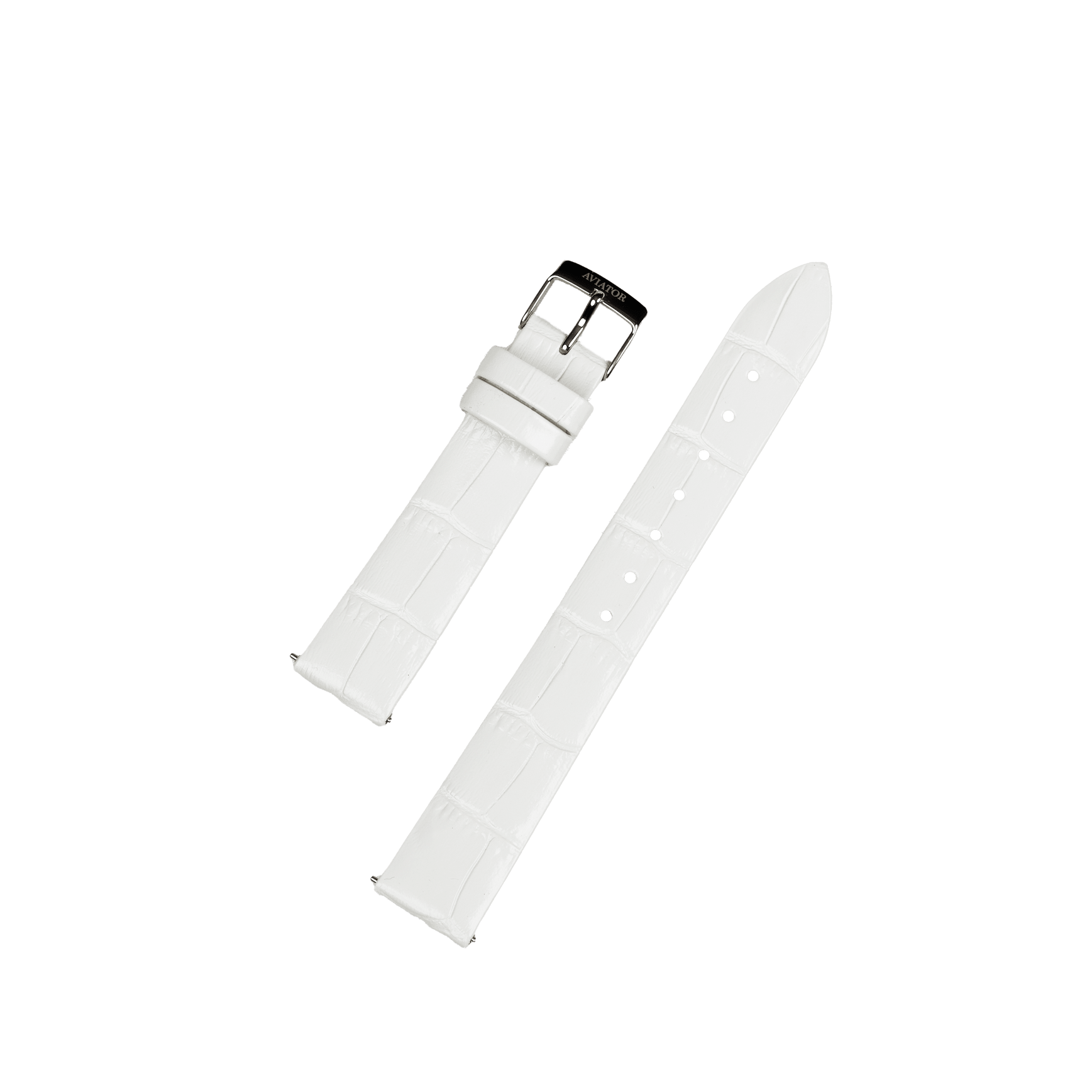 Aviator Swiss remienok z teľacej kože pre model Moonflight - biely s oceľovou prackou