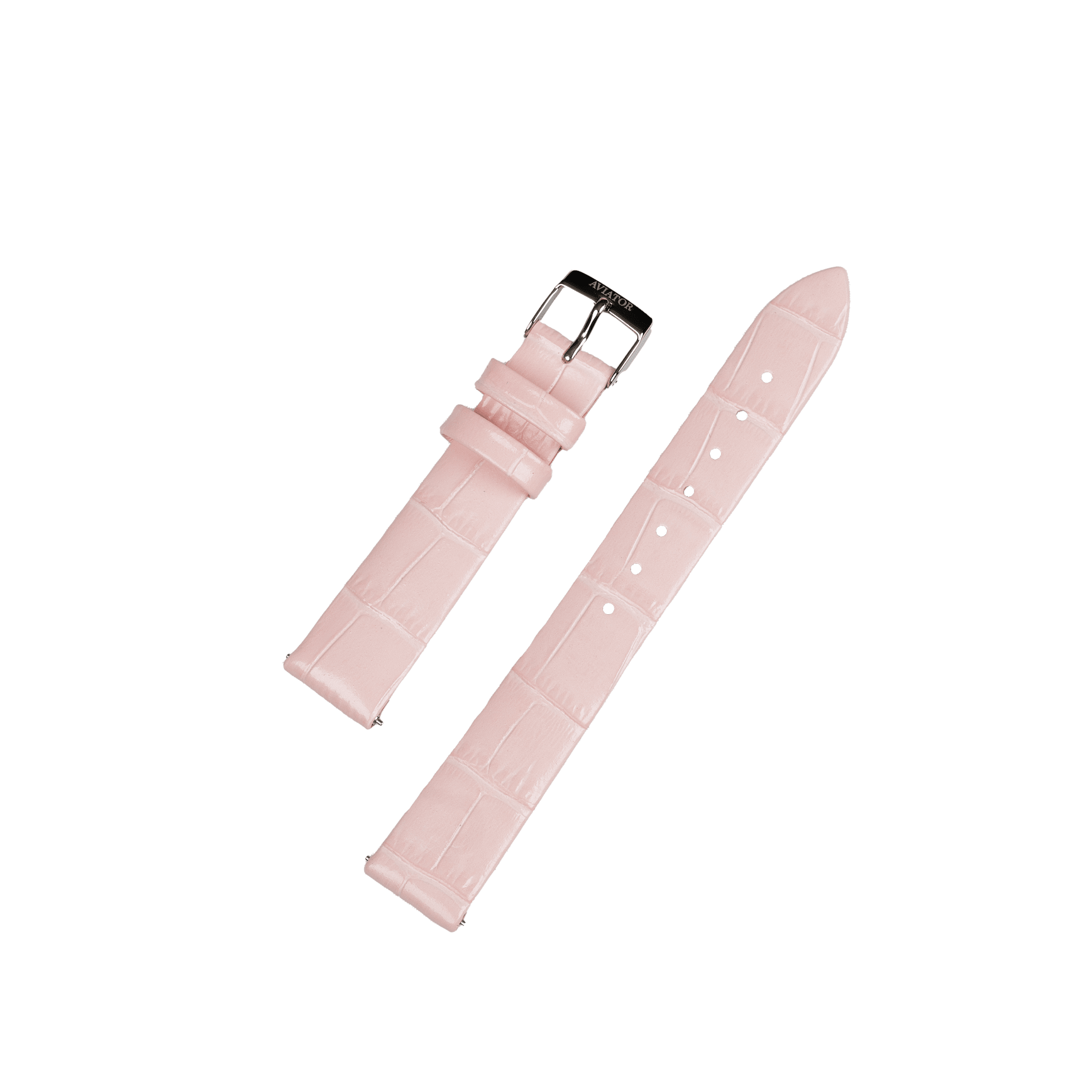 Aviator Swiss calfskin strap for Moonflight model - pink with steel buckle