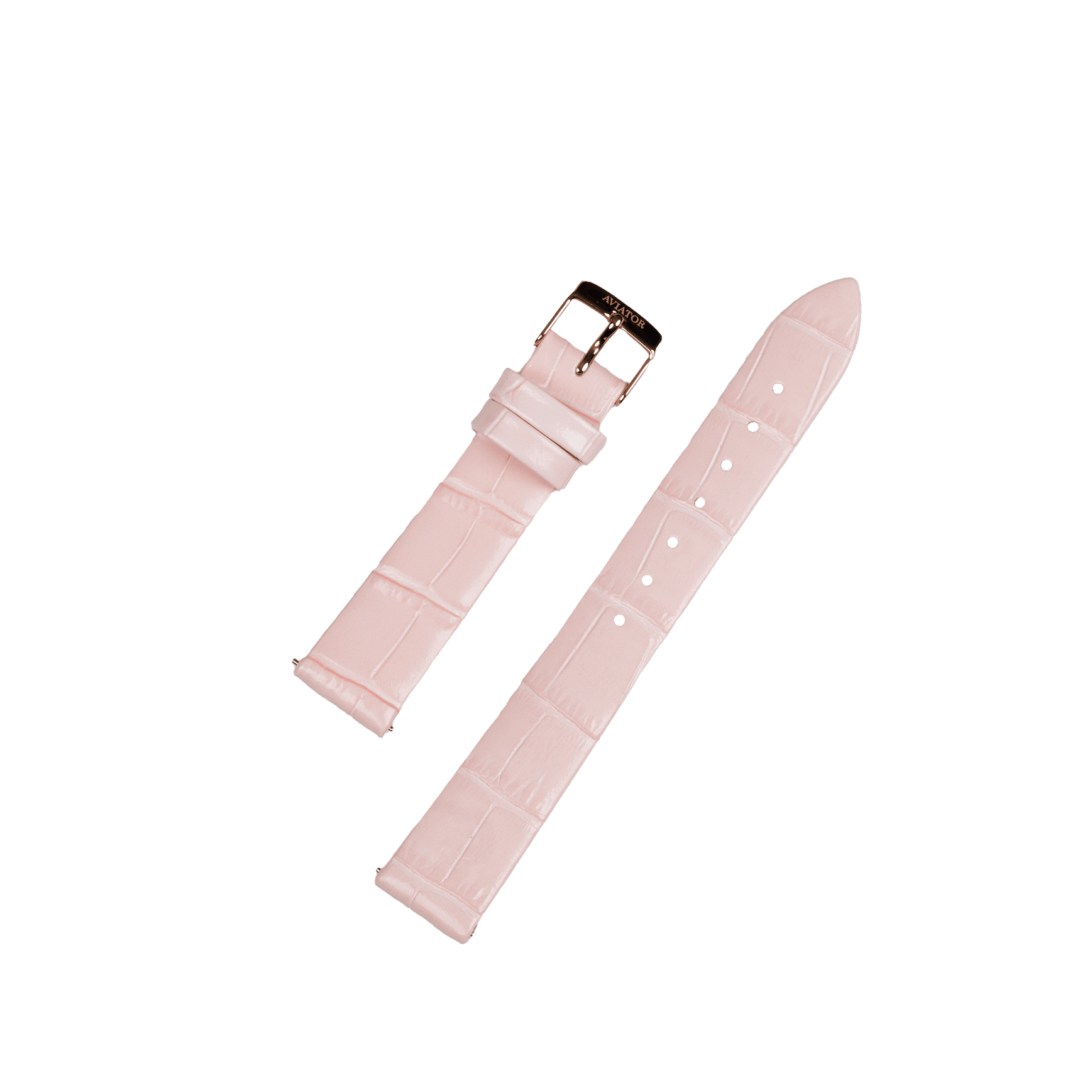 Aviator Swiss calfskin strap for Moonflight model - pink with gold buckle