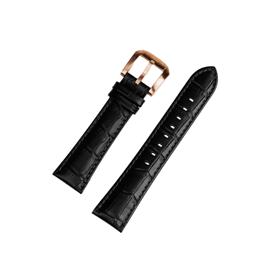 Aviator Swiss remienok z teľacej kože pre model AIRACOBRA P45 Chrono - čierny so zlatou prackou