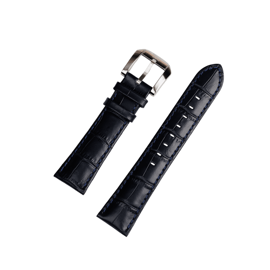 Aviator Swiss remienok z teľacej kože pre model AIRACOBRA P45 Chrono - modrý s oceľovou prackou