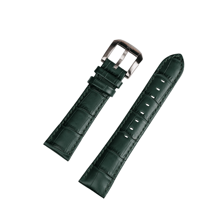 Aviator Swiss remienok z teľacej kože pre model AIRACOBRA P45 Chrono - zelený so šedou prackou