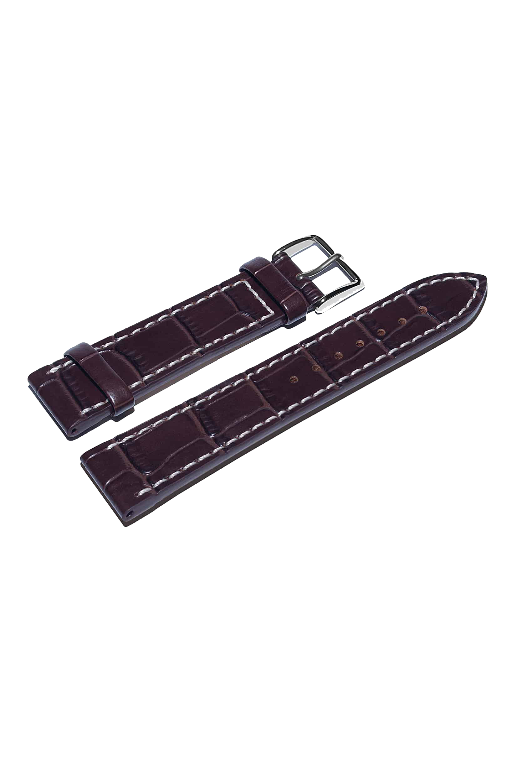 Poljot International calfskin leather strap with crocodile pattern - burgundy-brown