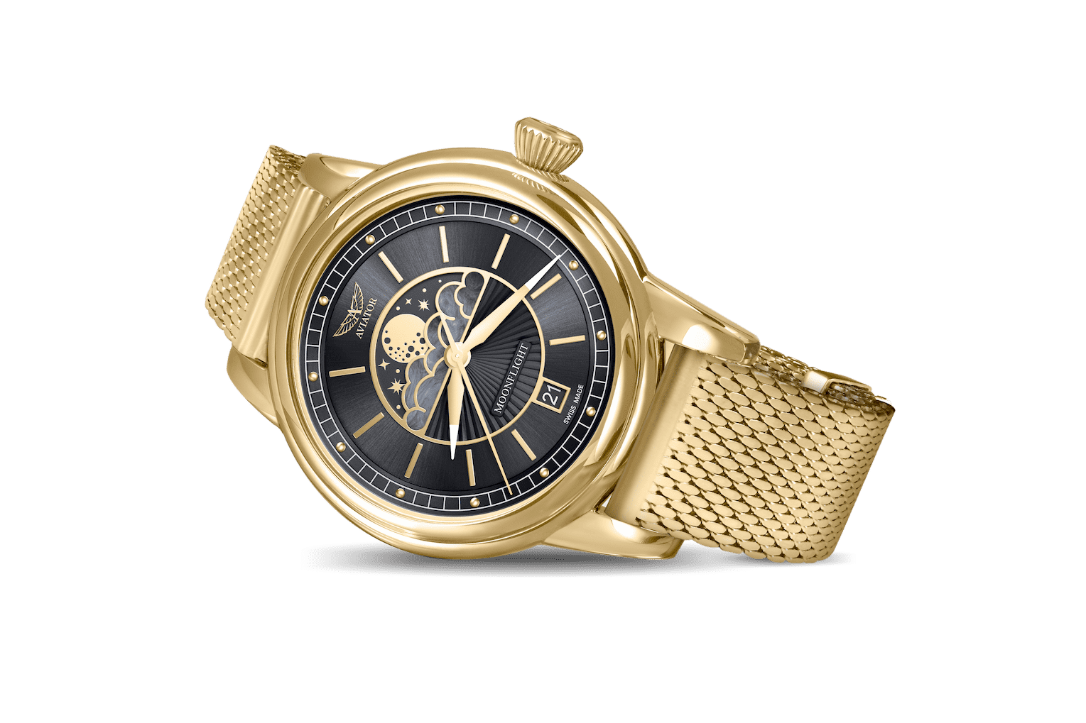 HODINKY AVIATOR SWISS DOUGLAS MOONFLIGHT V.1.33.1.344.4