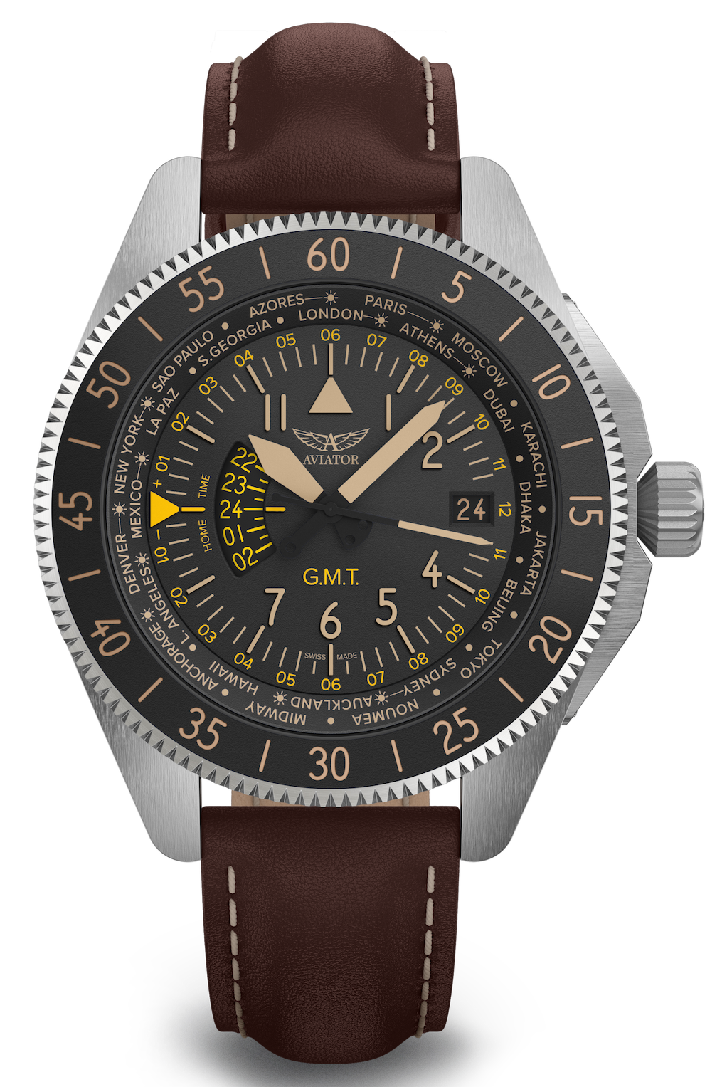 Hodinky AVIATOR SWISS AIRACOBRA GMT V.1.37.0.303.4