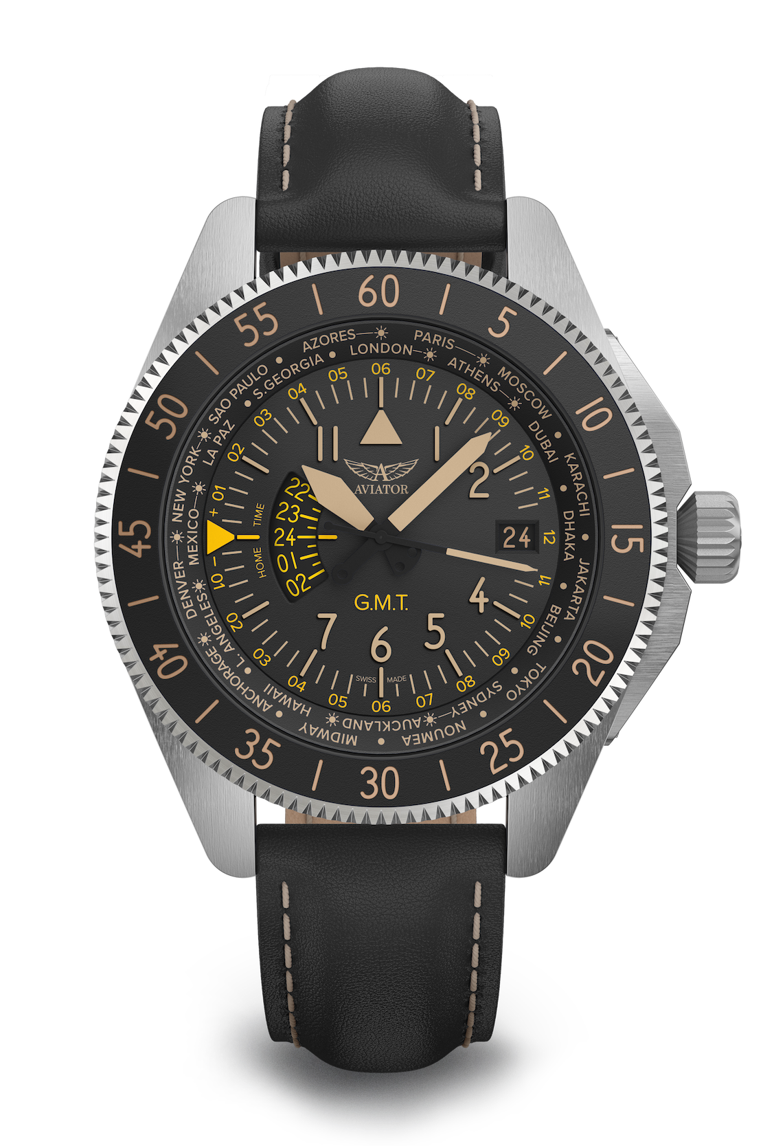 AVIATOR SWISS AIRACOBRA GMT V.1.37.0.303.4 watch