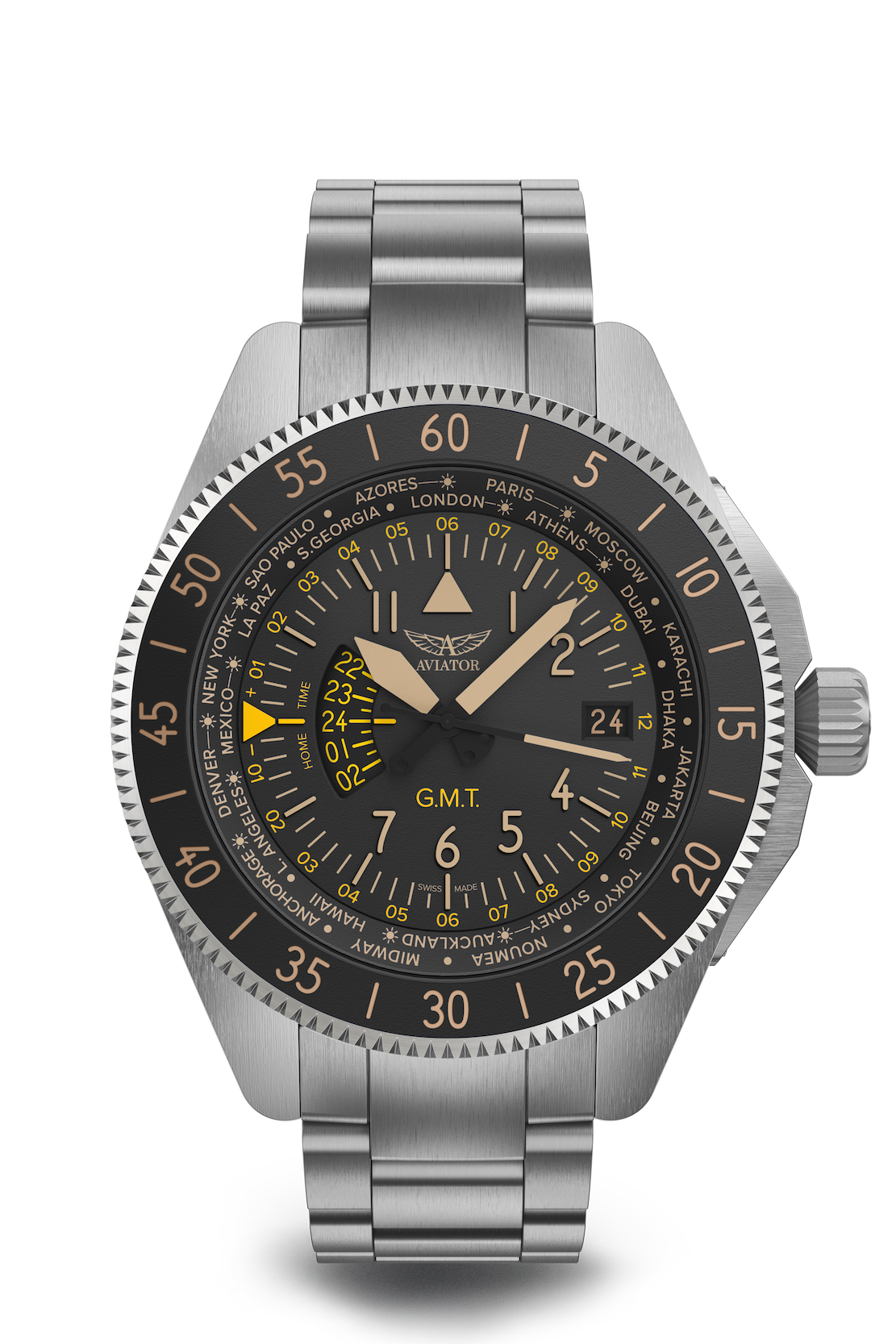 Hodinky AVIATOR SWISS AIRACOBRA GMT V.1.37.0.303.4