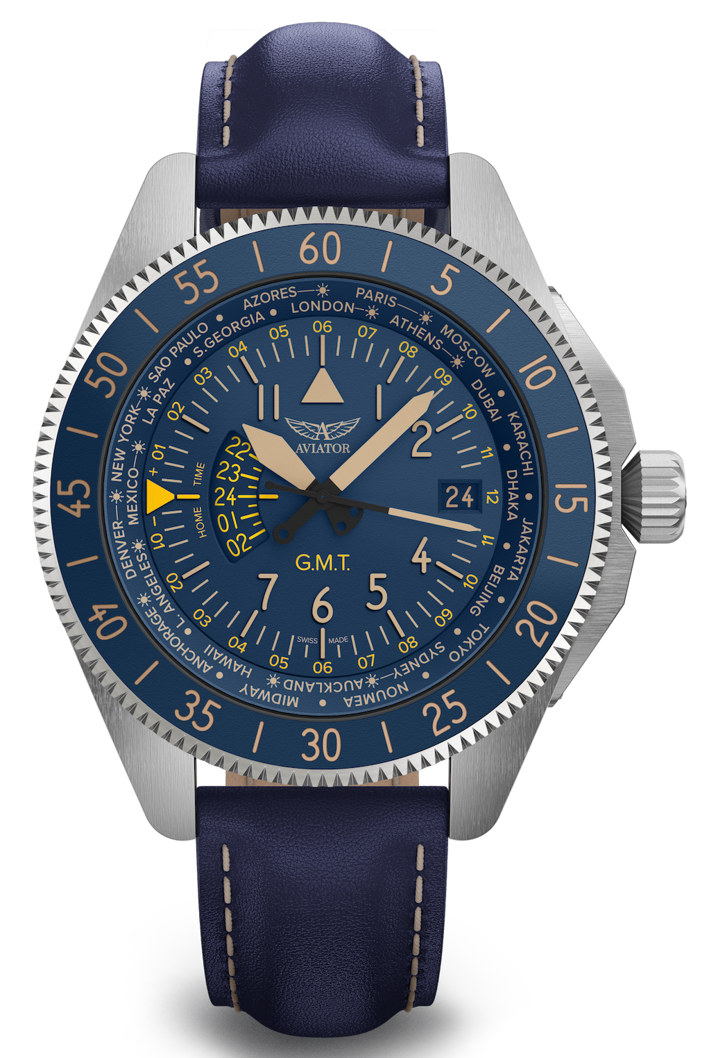 Hodinky AVIATOR SWISS AIRACOBRA GMT V.1.37.0.304.4