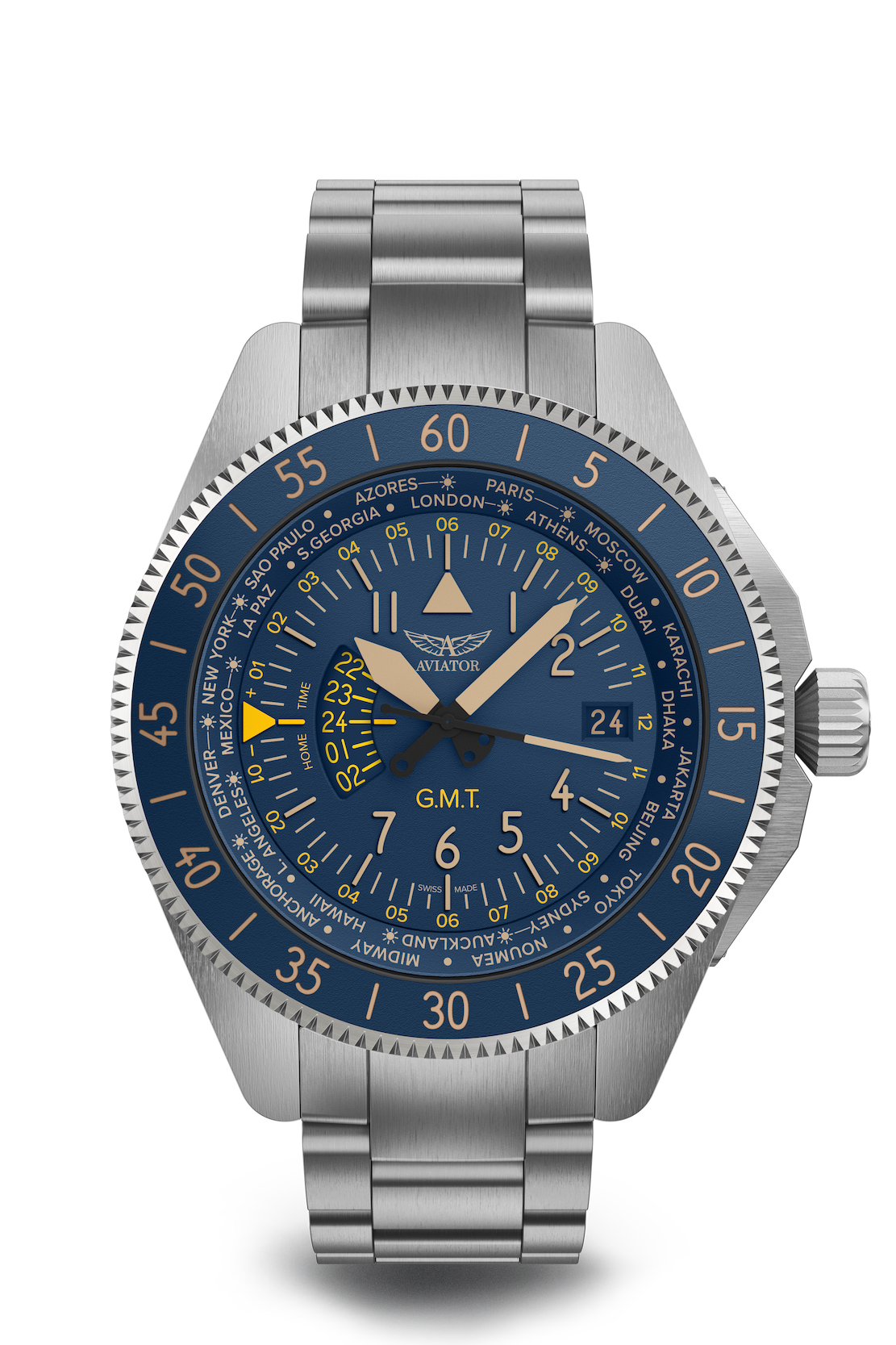 Hodinky AVIATOR SWISS AIRACOBRA GMT V.1.37.0.304.4