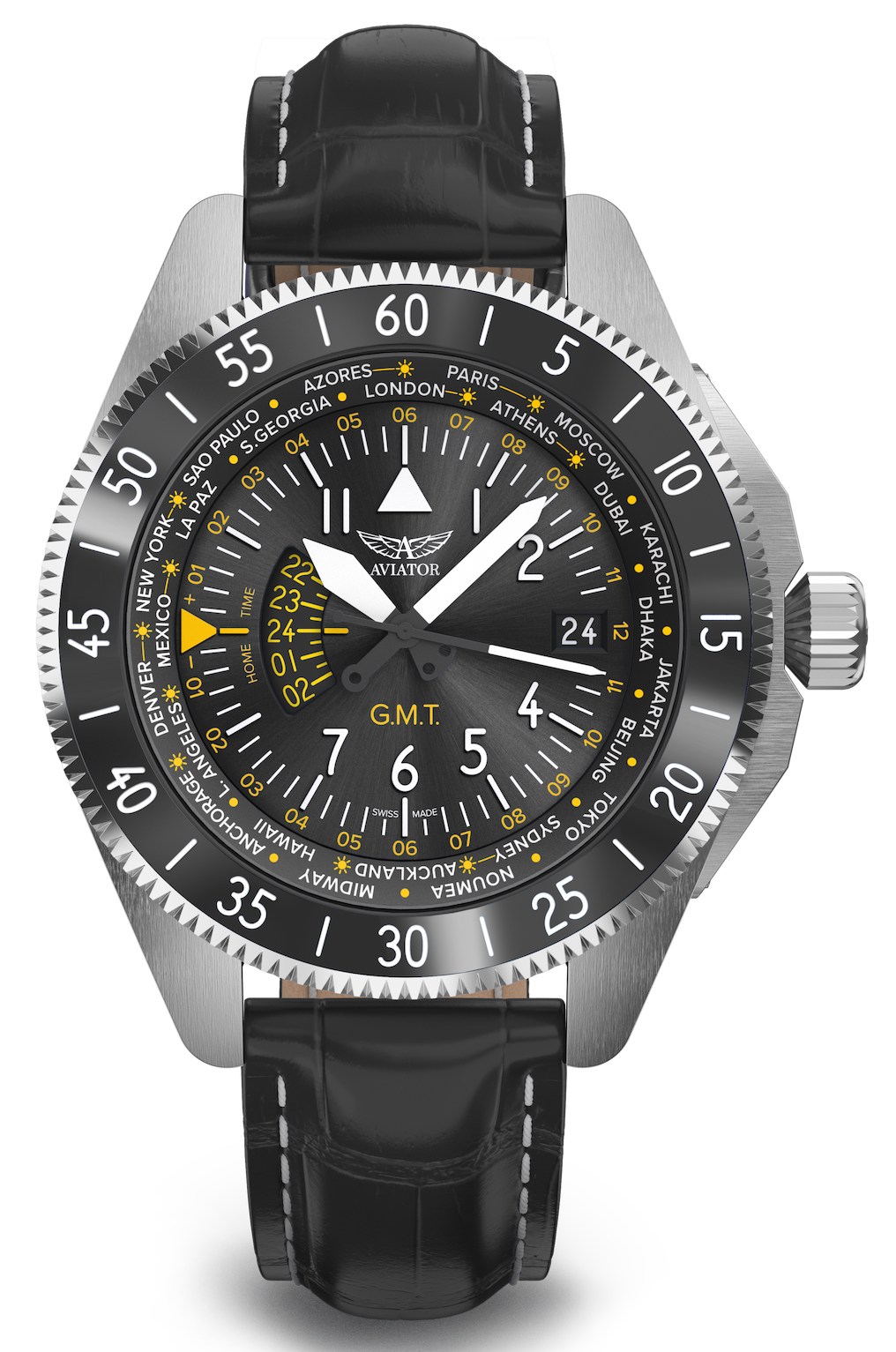 Hodinky AVIATOR SWISS AIRACOBRA GMT V.1.37.0.307.4