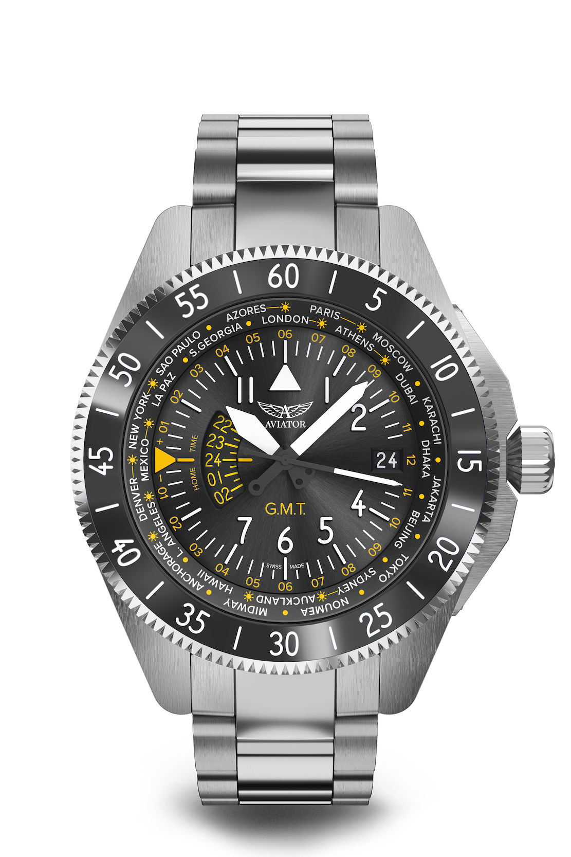 Hodinky AVIATOR SWISS AIRACOBRA GMT V.1.37.0.307.4