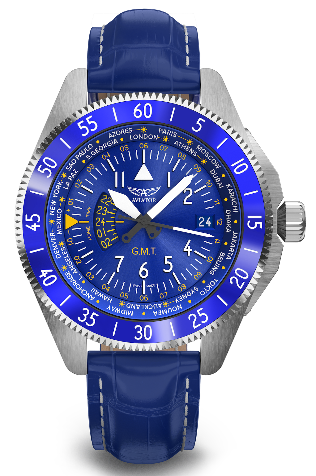 Hodinky AVIATOR SWISS AIRACOBRA GMT V.1.37.0.308.4