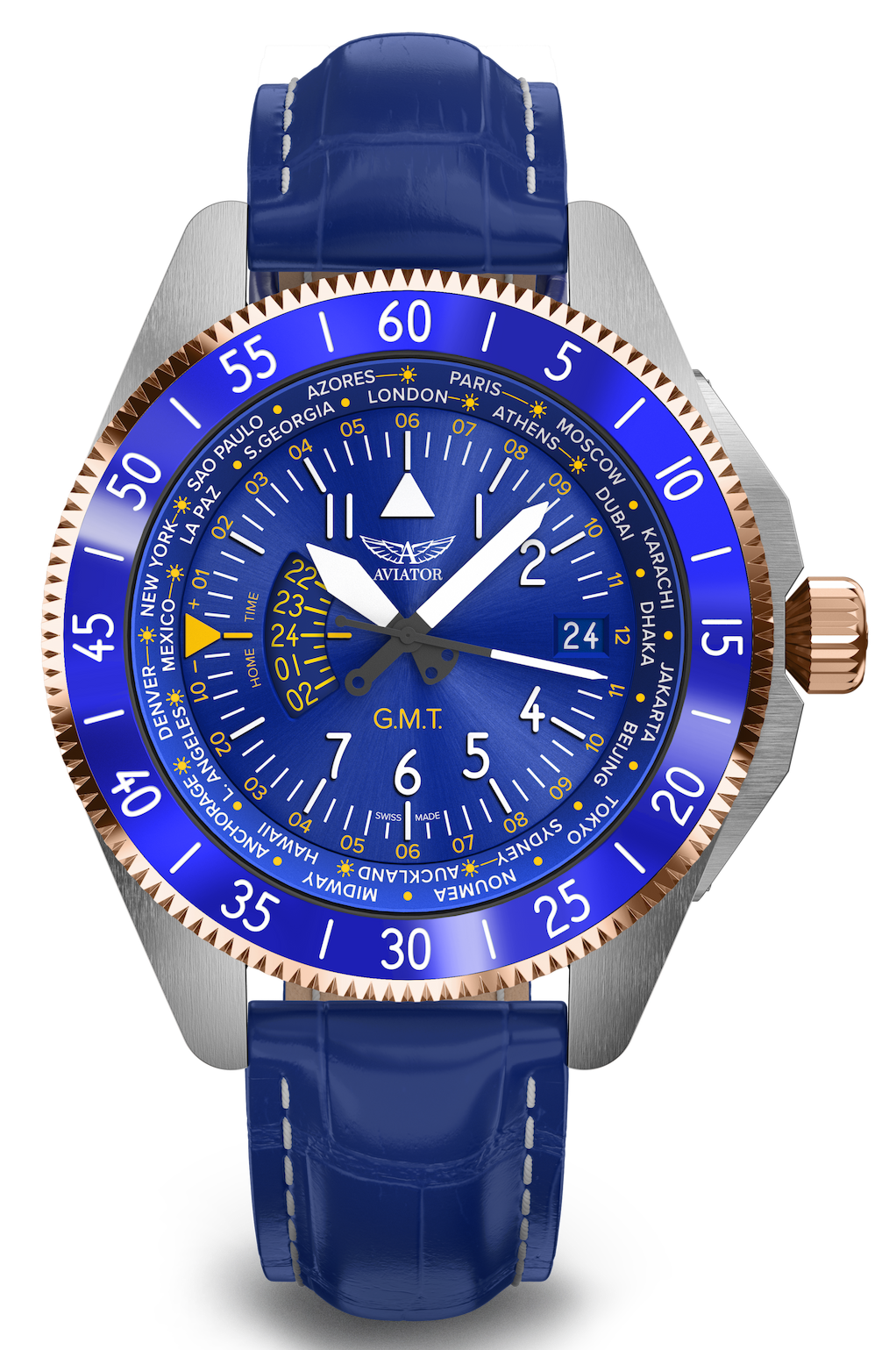 Hodinky AVIATOR SWISS AIRACOBRA GMT V.1.37.3.308.4