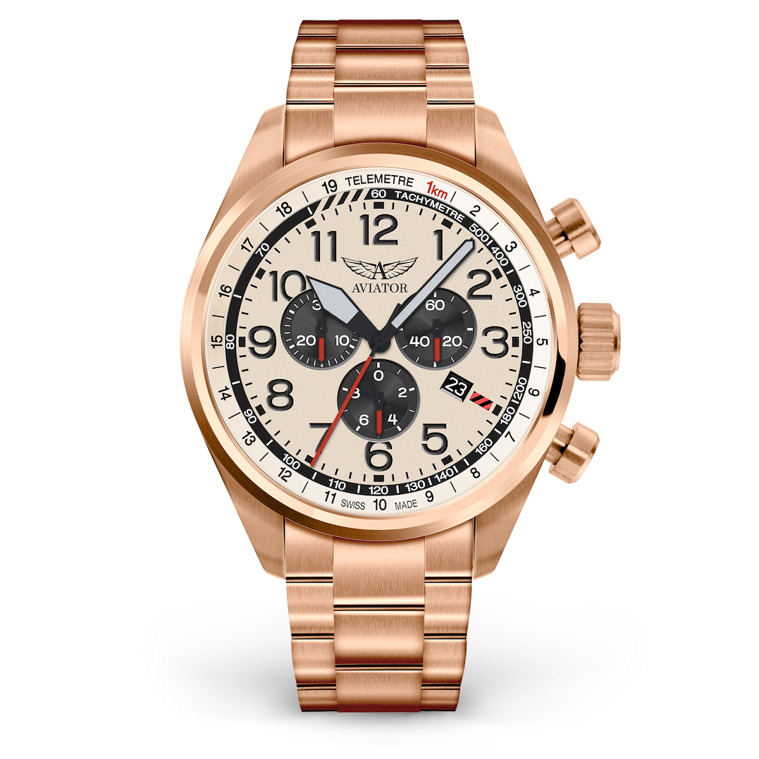 Aviator Swiss kovový náramok pre model AIRACOBRA P45 Chrono - zlatý