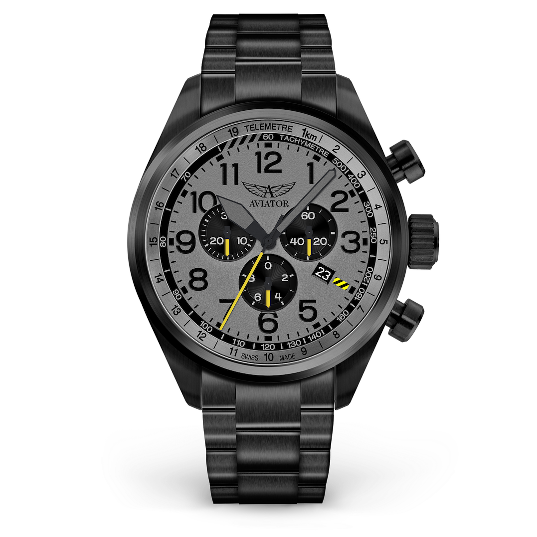 Aviator Swiss kovový náramok pre model AIRACOBRA P45 Chrono - čierny