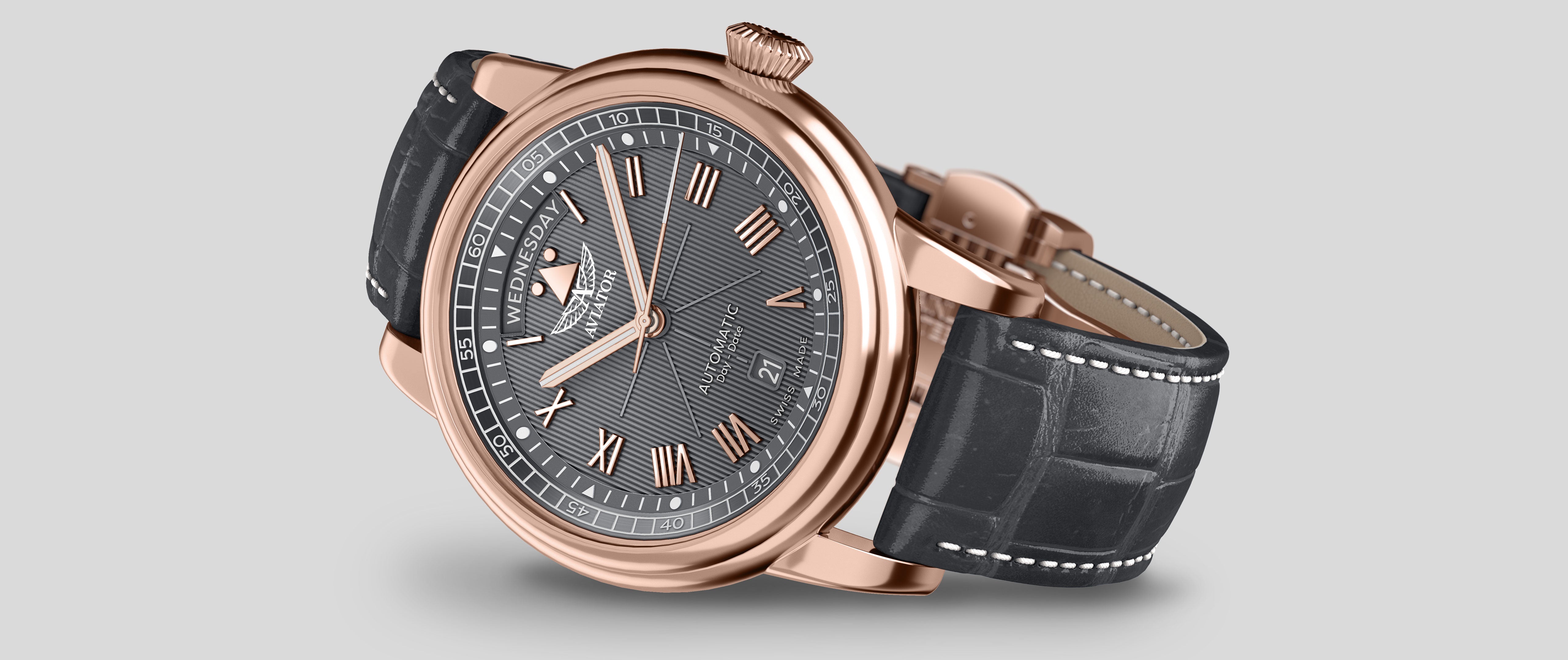 AVIATOR SWISS Douglas day-date 41 V.3.35.2.283.4 watch