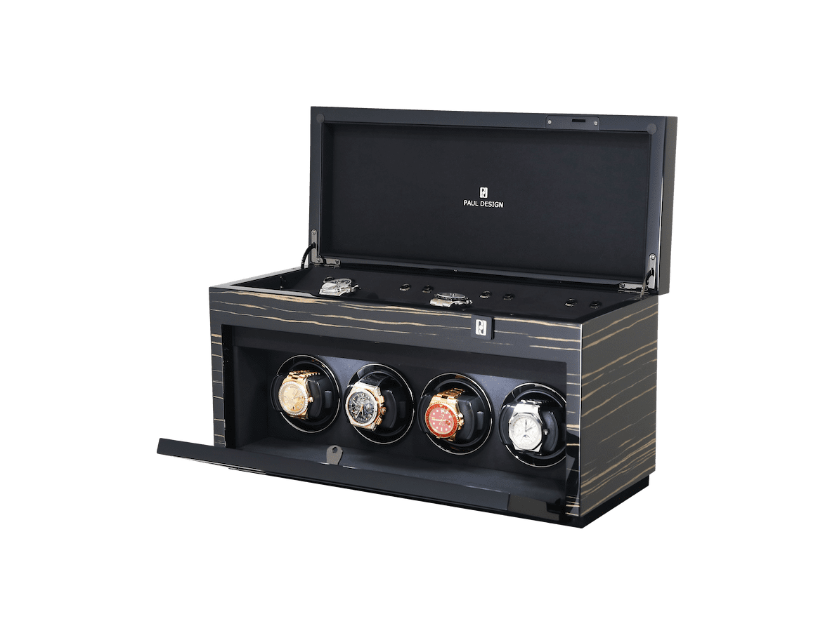 Paul design Gentlemen 4+6 - Naťahovač na 4 hodinky + odkladací priestor