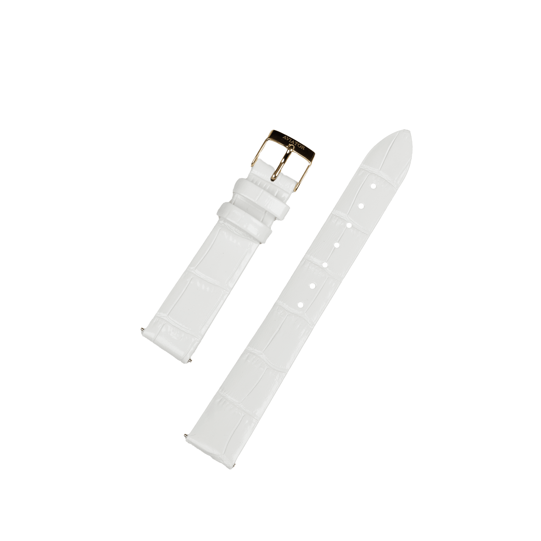 Aviator Swiss řemínek z telecí kůže pro model Moonflight - bílý se zlatou přezkou