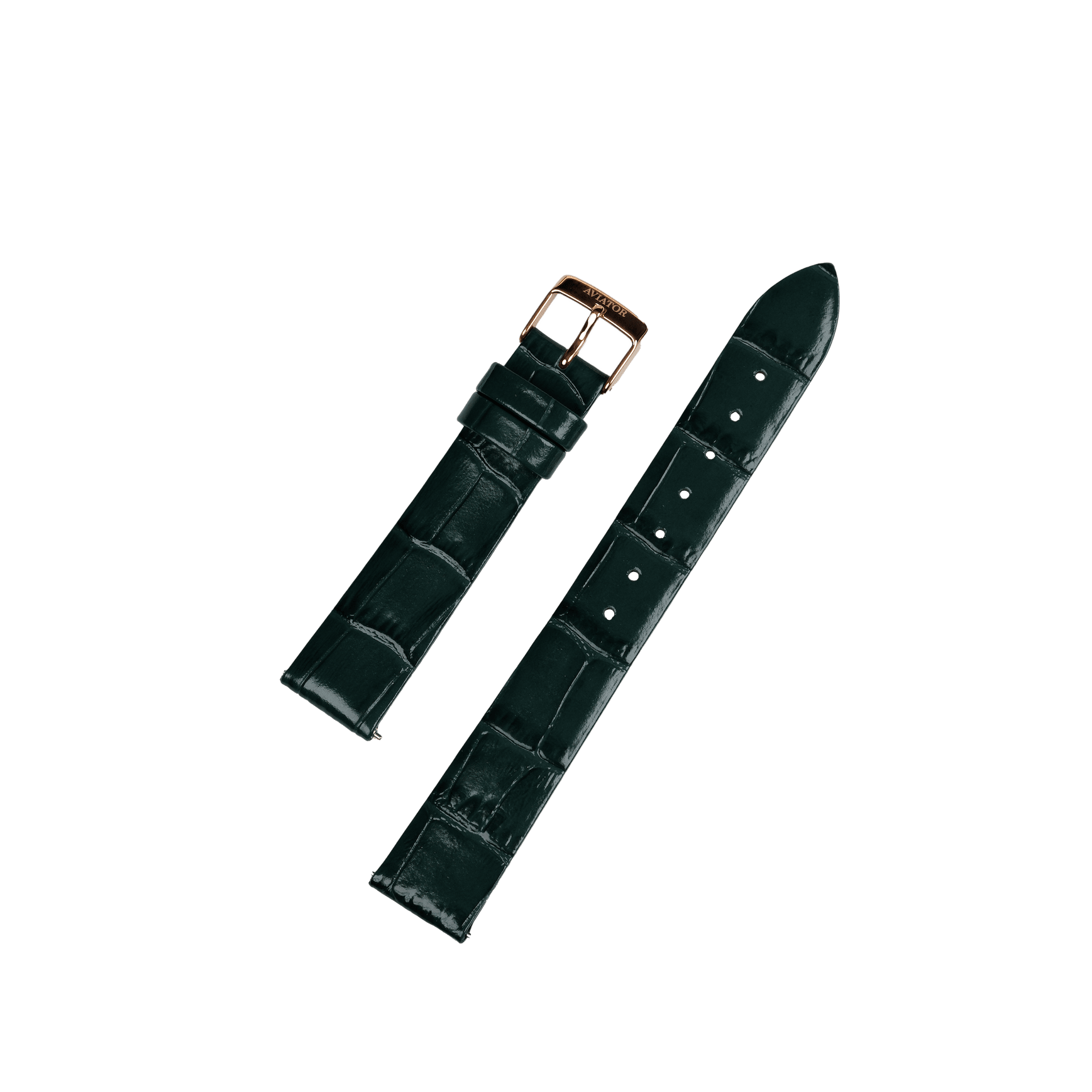 Aviator Swiss řemínek z telecí kůže pro model Moonflight - zelený se zlatou přezkou