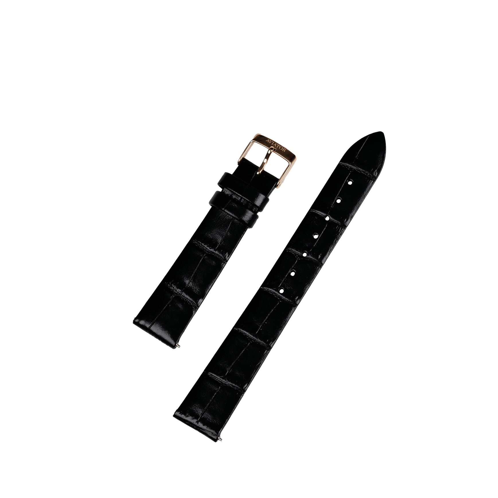 Aviator Swiss řemínek z telecí kůže pro model Moonflight - černý se zlatou přezkou