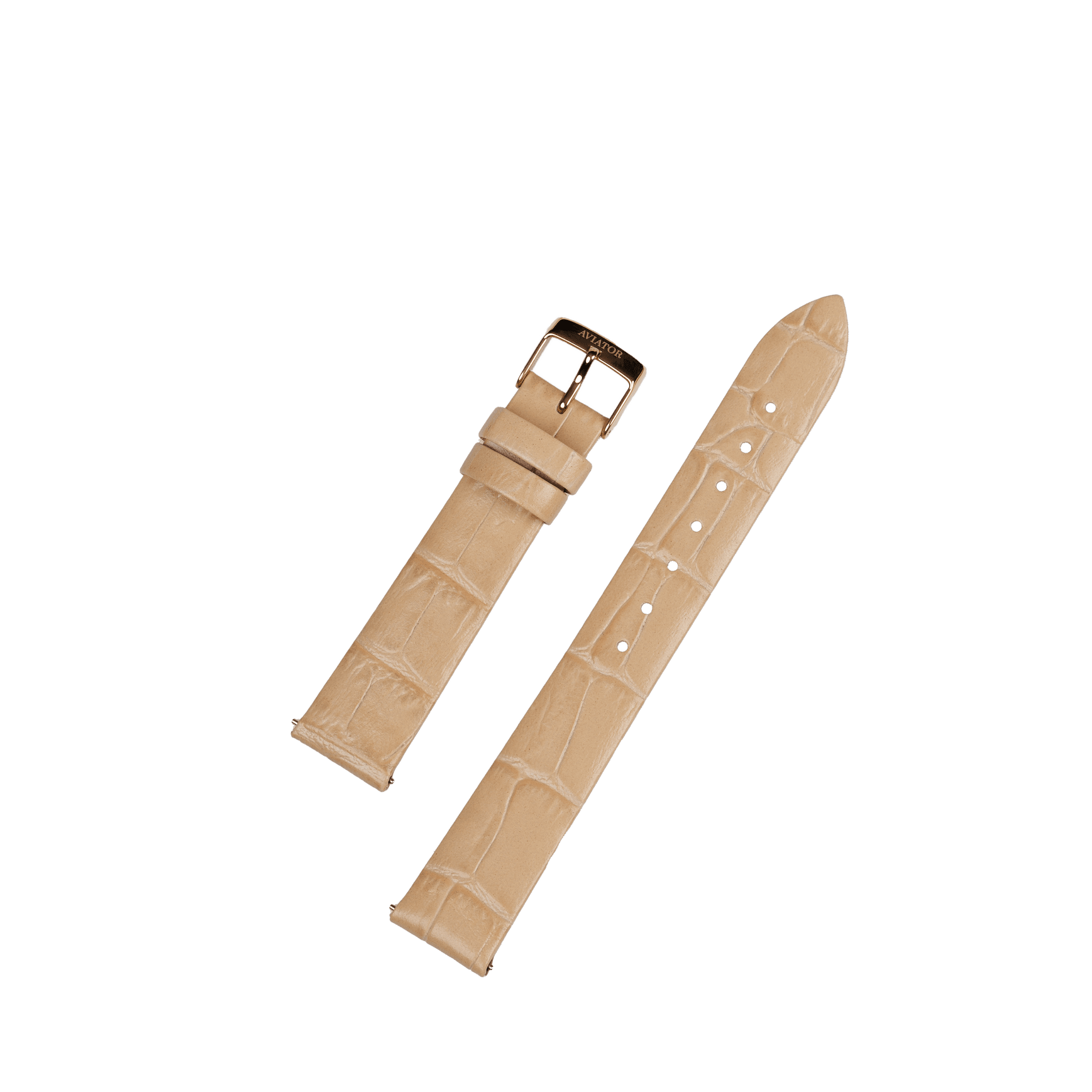 Aviator Swiss řemínek z telecí kůže pro model Moonflight - zlatý se zlatou přezkou