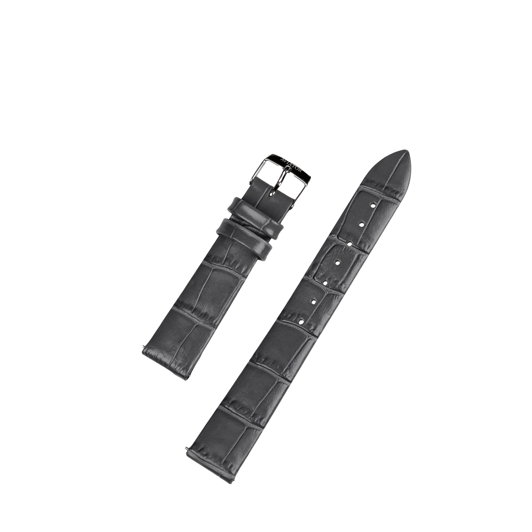 Aviator Swiss řemínek z telecí kůže pro model Moonflight - šedý s ocelovou přezkou