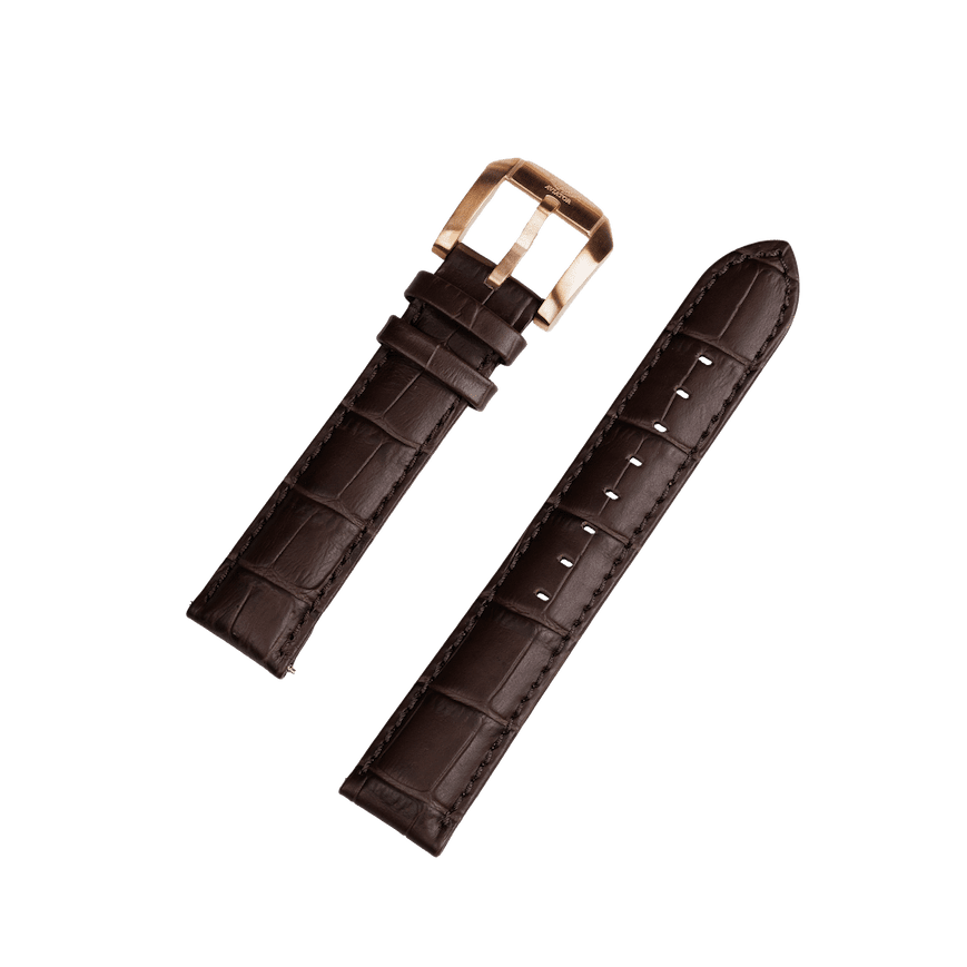 Aviator Swiss remienok z teľacej kože pre model AIRACOBRA P42 - hnedý so zlatou prackou