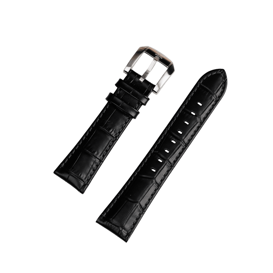 Aviator Swiss remienok z teľacej kože pre model AIRACOBRA P45 Chrono - čierny s oceľovou prackou