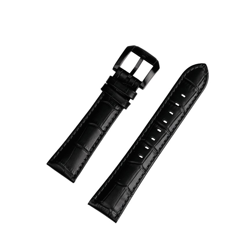 Aviator Swiss remienok z teľacej kože pre model AIRACOBRA P45 Chrono - čierny s čiernou prackou