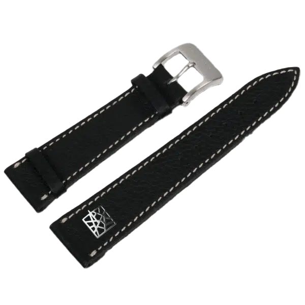 Alexander Shorokhoff kožený remienok z teľacej kože – čierny s ART SIGN emblémom