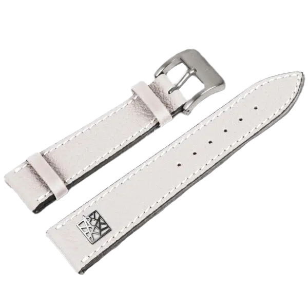 Alexander Shorokhoff kožený remienok z teľacej kože – biely s ART SIGN emblémom