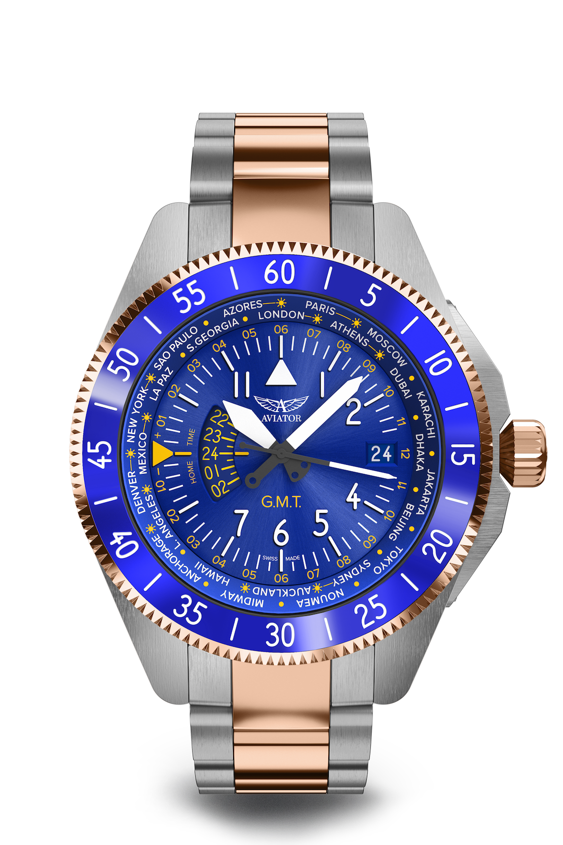 Hodinky AVIATOR SWISS AIRACOBRA GMT V.1.37.3.308.4