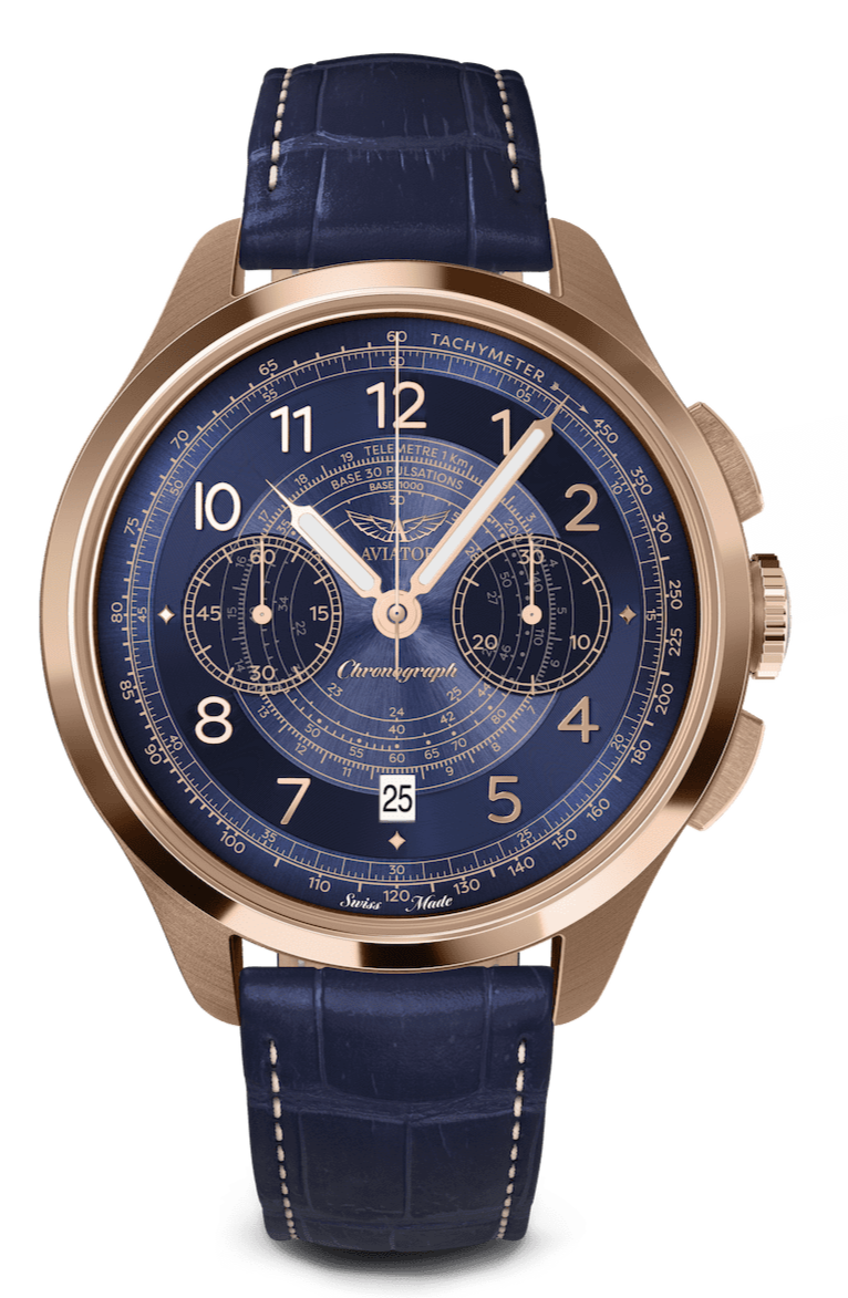 Hodinky AVIATOR SWISS HERITAGE CHRONOGRAPH TRIMETER AUTO V.4.40.2.357.4