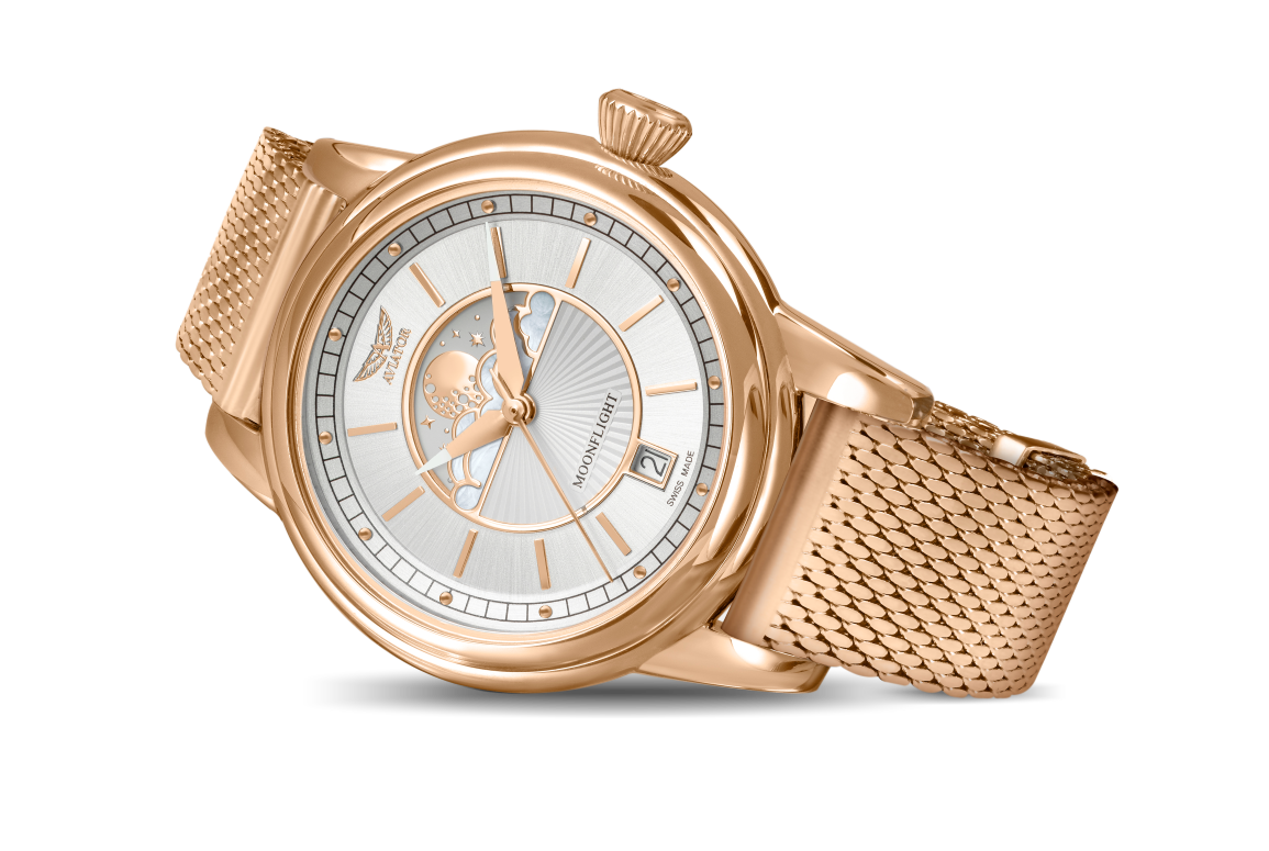 HODINKY AVIATOR SWISS DOUGLAS MOONFLIGHT V.1.33.2.251.4