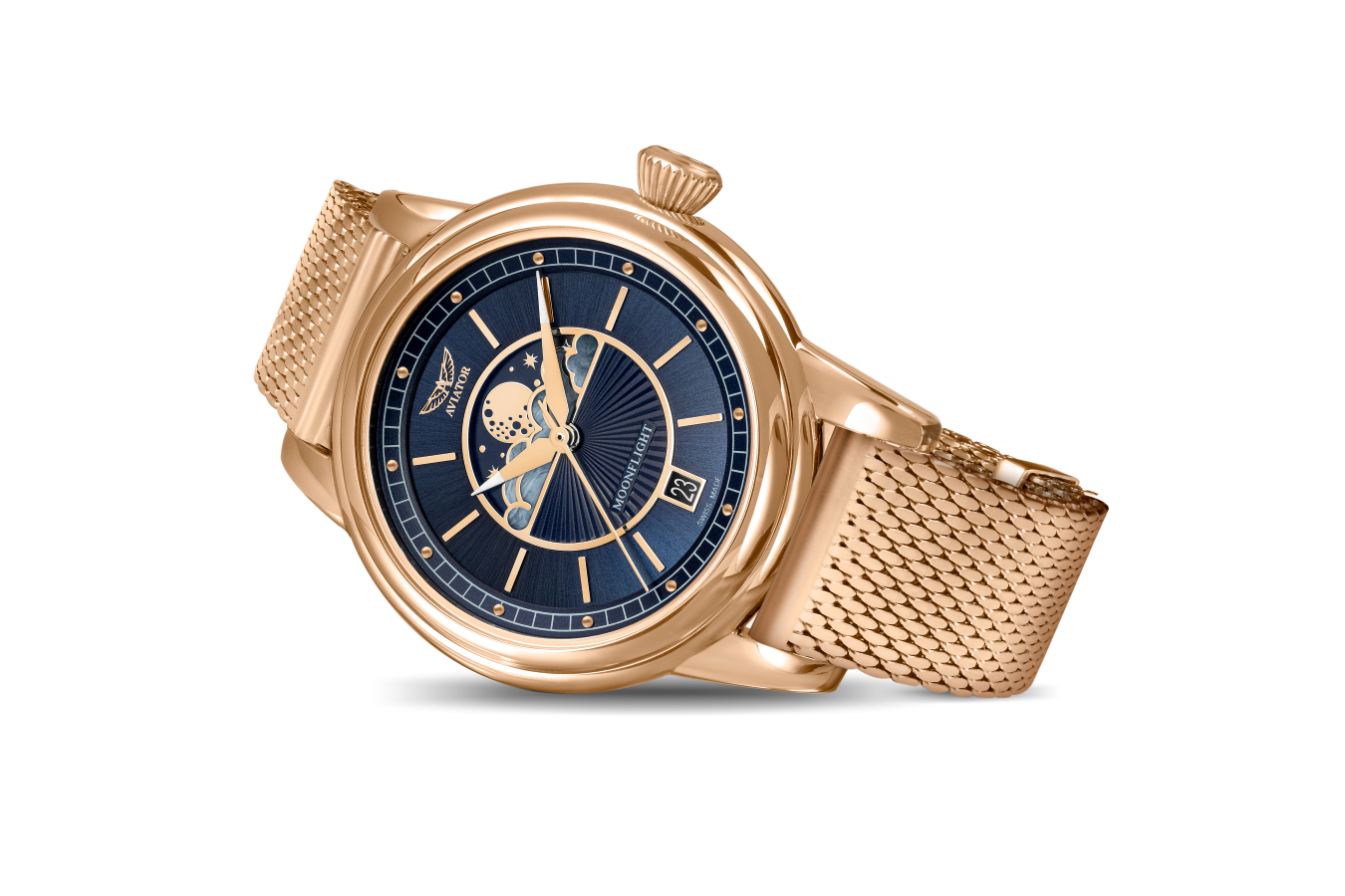 Aviator Swiss metal bracelet for Moonflight model - gold